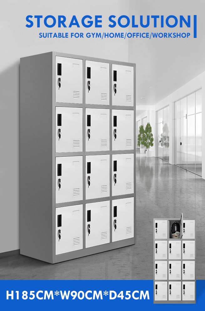 12 Doors Locker Cabinet Steel Storage Cupboard for Home Office School Gym