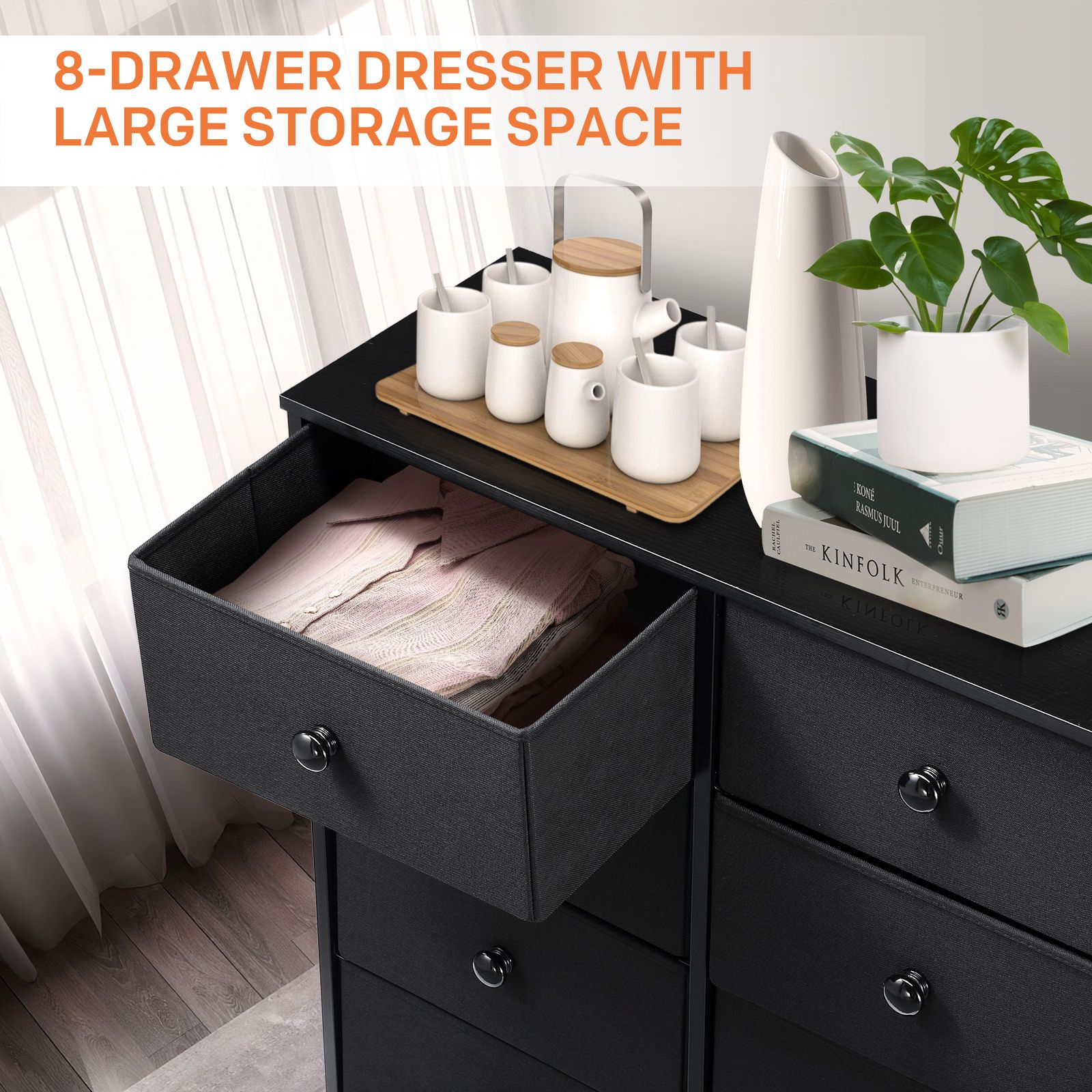 Chest of 8 Drawers Dresser Storage Table Unit Bedroom Living Room Furniture Cabinet Organizer Hallway Clothes Organiser
