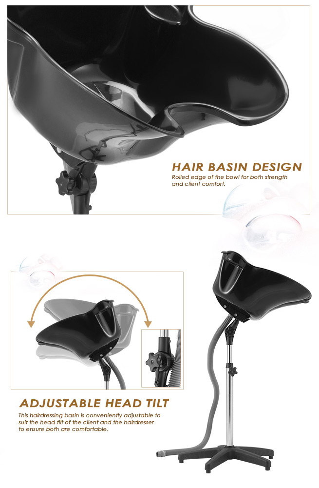 Salon Hair Basin Portable Mobile Hair Washing Drain Shampoo Bowl